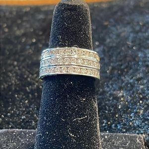 Sterling silver stacking set of eternity rings cubic zirconia size 6